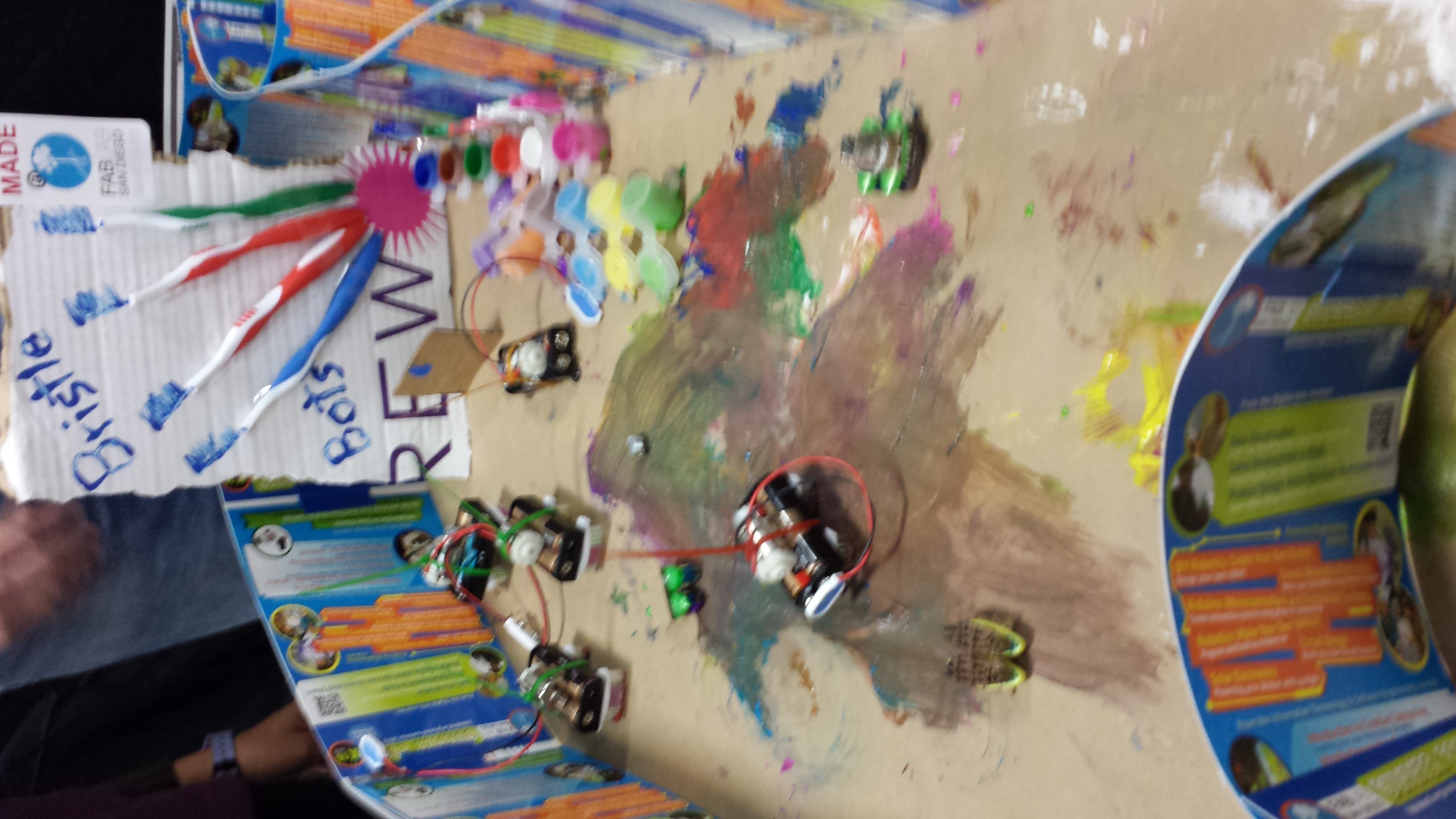 Fab Lab San Diego Brushbots and Art. Credit: Carol Willing
